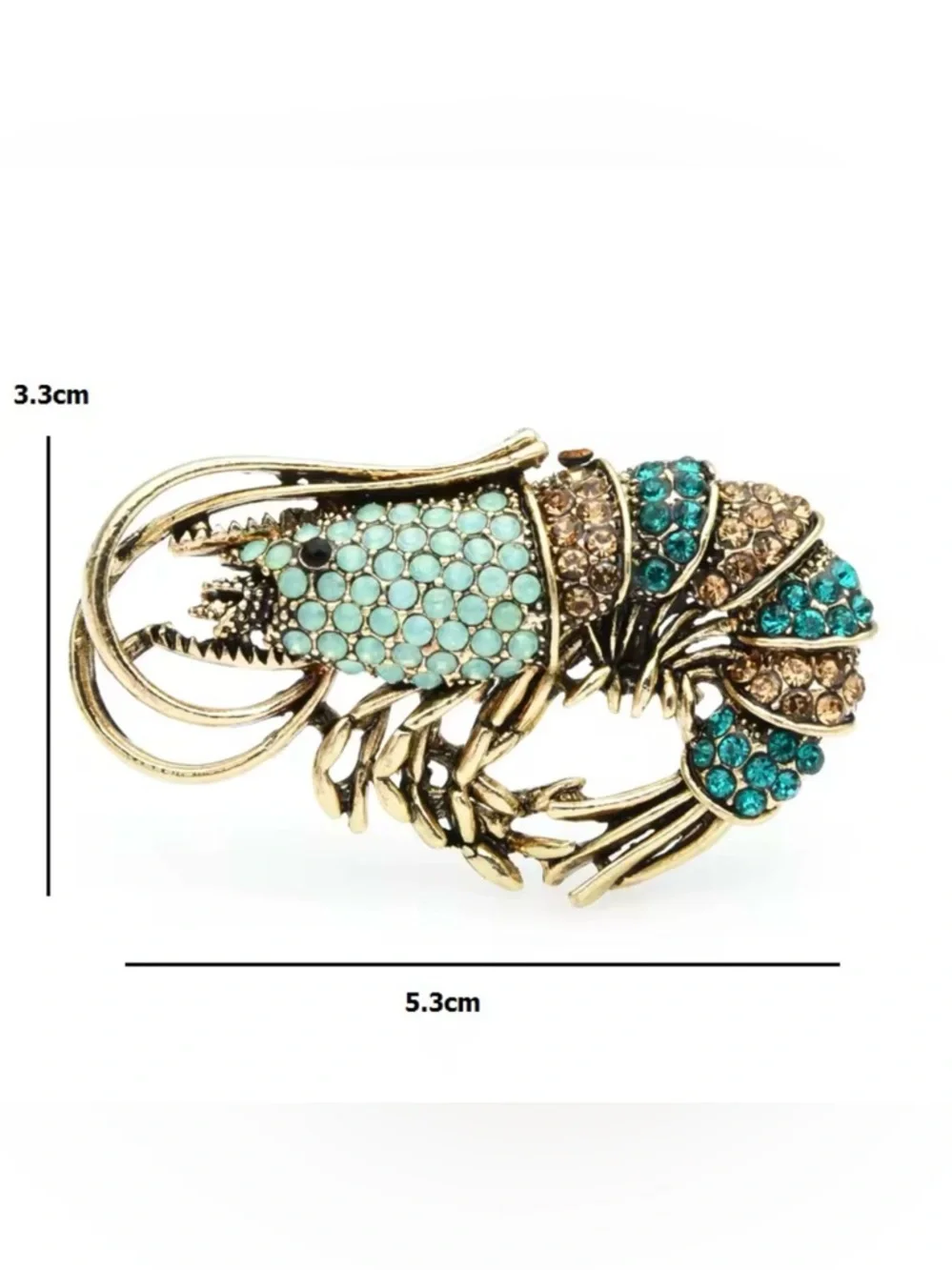 Vintage‎ Design Multicolor Rhinestone Shrimp Brooch Fashion Crystal Jewelry